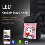 Tam Renkli Ekranl? Unisex Günlük S?rt ?antas?, Do?a Sporlar? LED S?rt ?antas?, Yürüyü? Sürme i?in APP Programlanabilir LED S?rt ?antas?